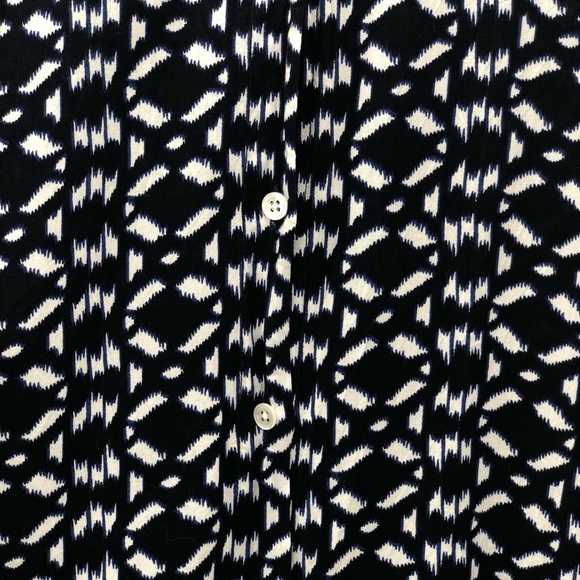 Elliott Lauren Ikat Print Blouse Navy & White Sz 6 - Picture 5 of 13